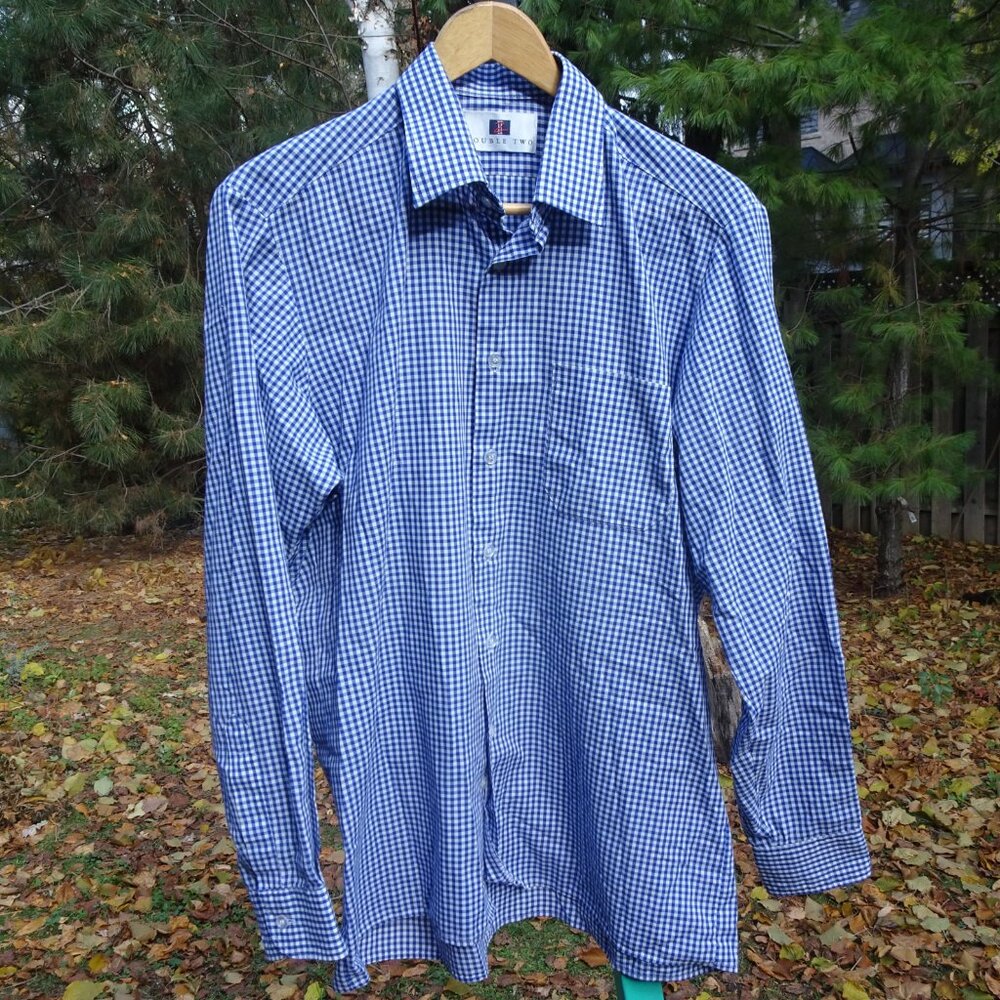 Made in England PTP 23" Wrinkle Free Double Two Check Shirt